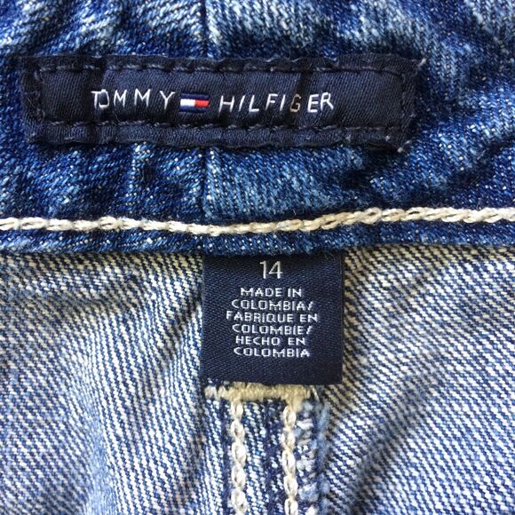 Y2K Tommy Hilfiger Denim Shorts 14 Blue 100% Cotton Flap Pockets Vintage 90s - Picture 4 of 4